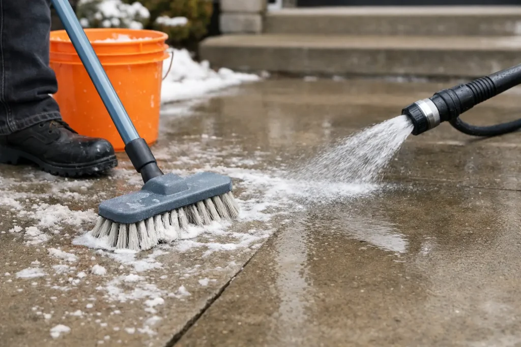 How to Remove Winter Salt From Concrete