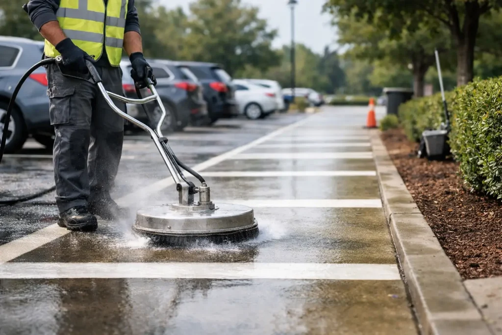 Parking Lot Walkway Cleaning That Makes an Impact
