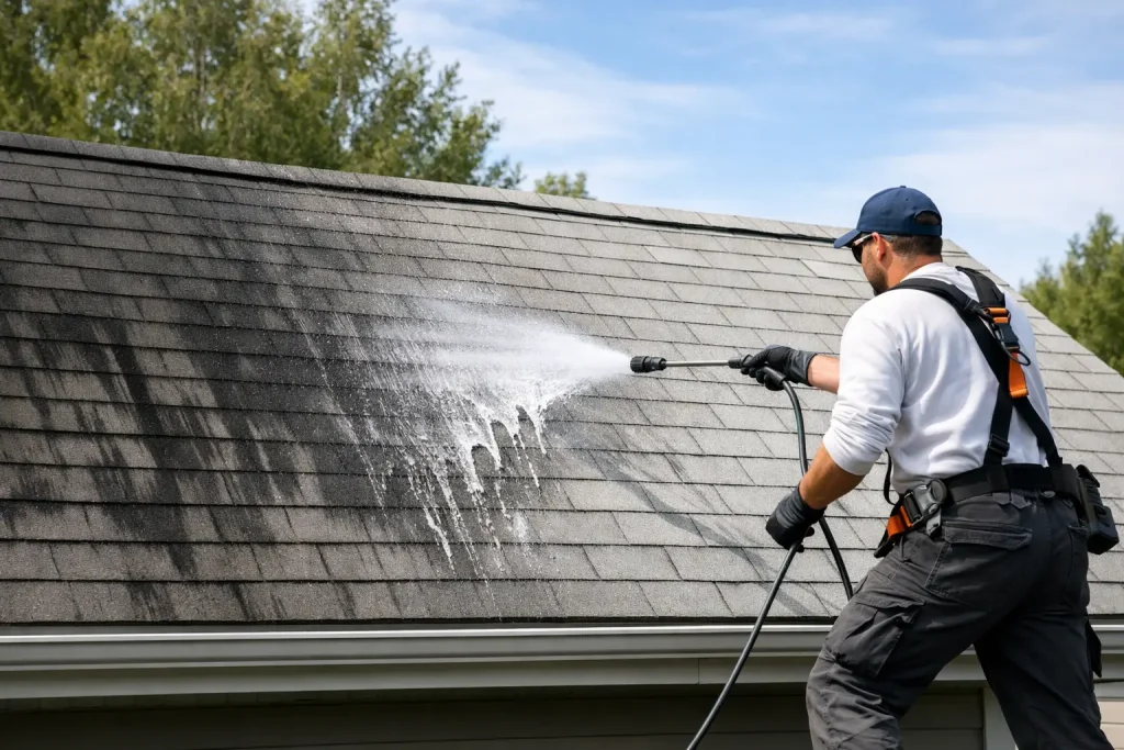 Cleaning Black Streaks on Your Roof Safely
